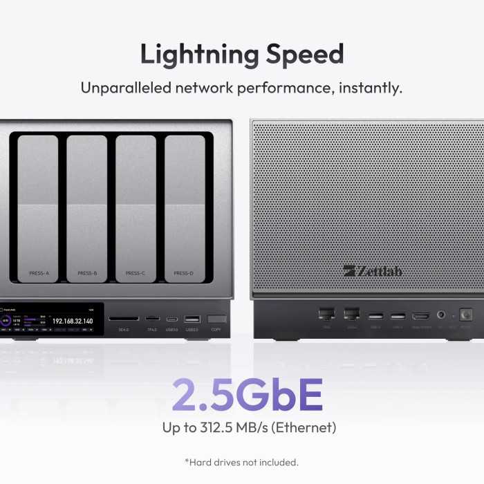 Zettlab D4 NAS 4 Baies – Stockage Réseau Haute Performance Professionnel