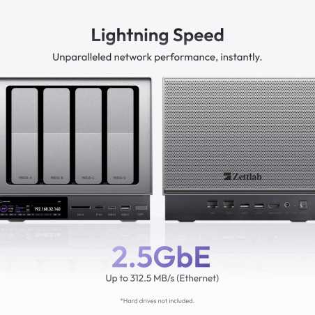 Zettlab D4 NAS 4 Baies – Stockage Réseau Haute Performance Professionnel