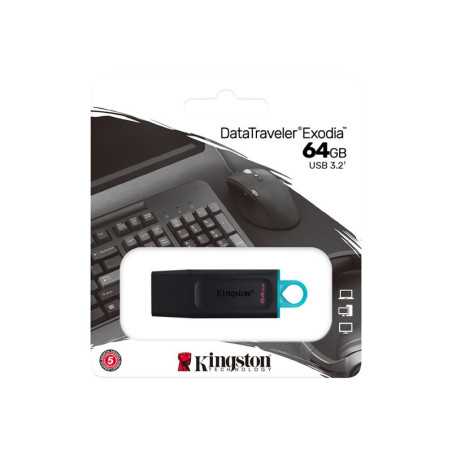 KINGSTON 64Go USB3.2 Gen1 DT Bk+Teal | Catalogue | DGTEC Tunisie